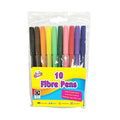 Assorted Colour Fibre Tip Colouring Pens 10 Pack