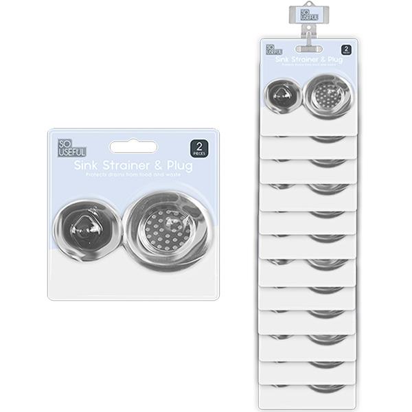 Stainless Steel Sink Strainer & Rubber Plug Set 2pc