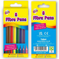 Assorted Colour Fine Tip Fibre Colouring Pens 8 Pack