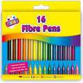 Assorted Colours Fibre Tip Colouring Pens 16 Pack