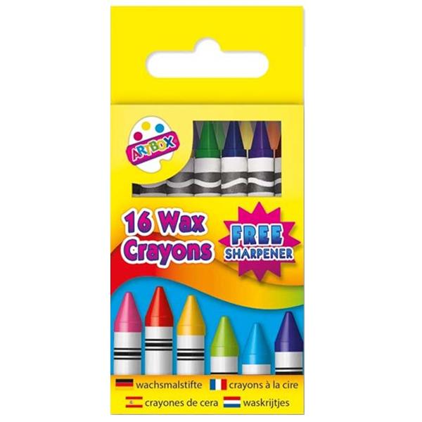 Assorted Colour Wax Crayons 16 Pack