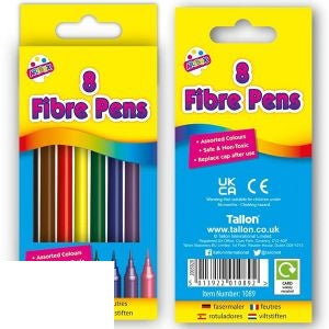 artbox-assorted-colour-fine-tip-fibre-colouring-pens-8-pack