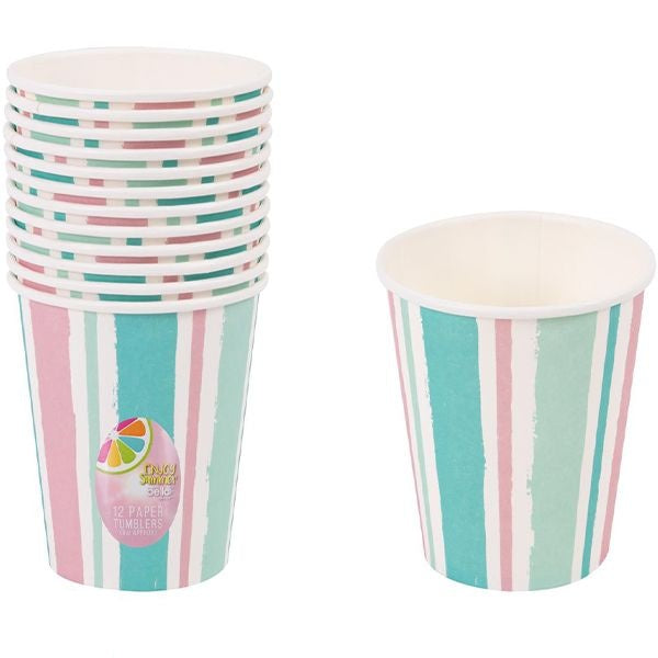 bello-striped-paper-tumbler-12oz-10-pack