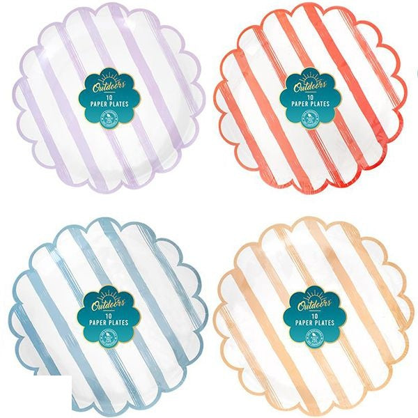 bello-striped-scalloped-paper-plate-22cm-10-pack-assorted-colours