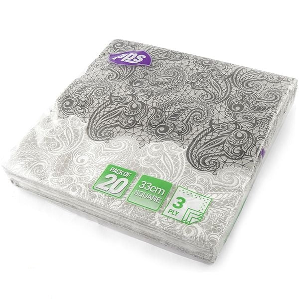 black-and-white-paisley-3-ply-paper-napkins-33cm-20-pack