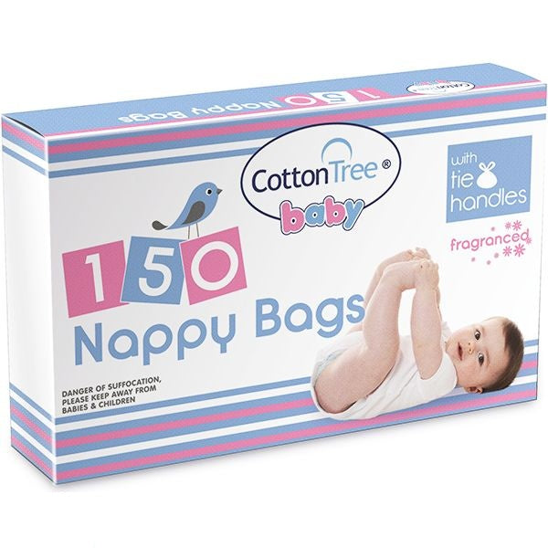 cotton-tree-baby-fragranced-tie-handle-nappy-bags-150-pack