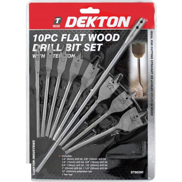 dekton-10pc-flat-wood-drill-bit-set