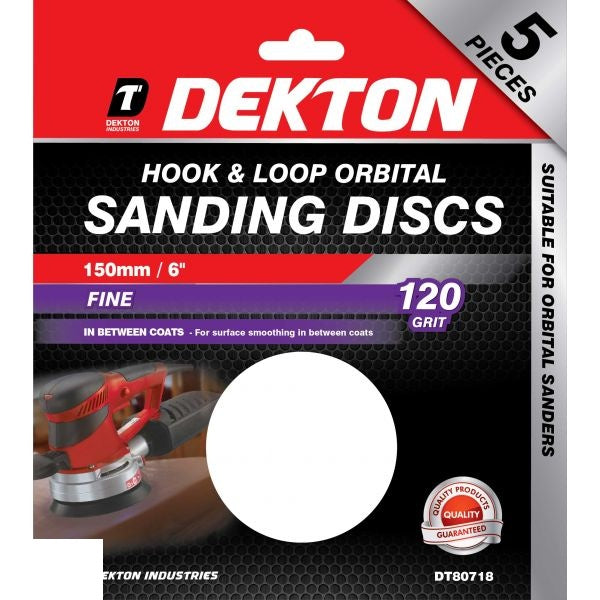 dekton-150mm-hook-and-loop-120-grit-orbital-sanding-discs-5-pack