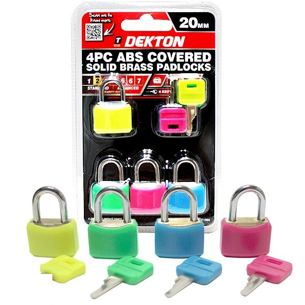 dekton-20mm-abs-covered-solid-brass-padlock-assorted-colours-4pc