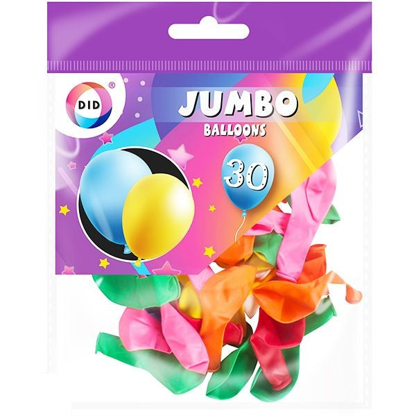 did-jumbo-balloons-assorted-colours-30-pack