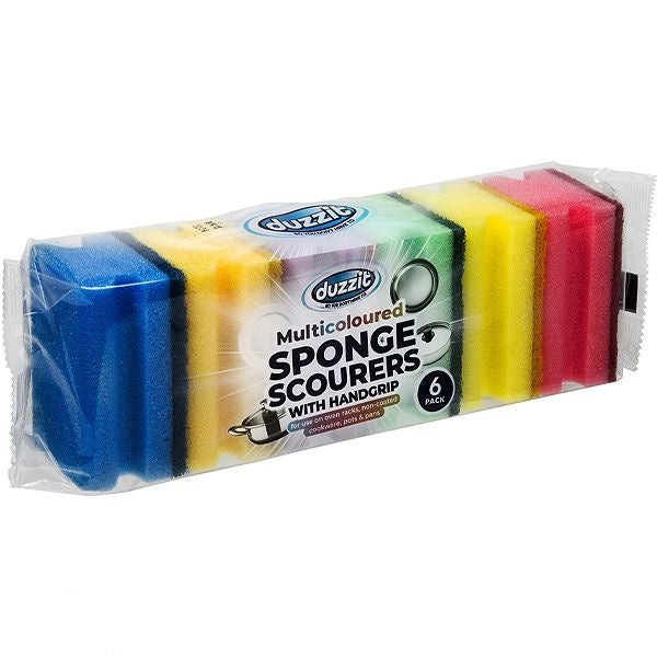 duzzit-multicoloured-handgrip-sponge-scourers-6-pack