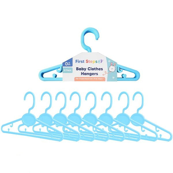 first-steps-blue-baby-clothes-hangers-8-pack