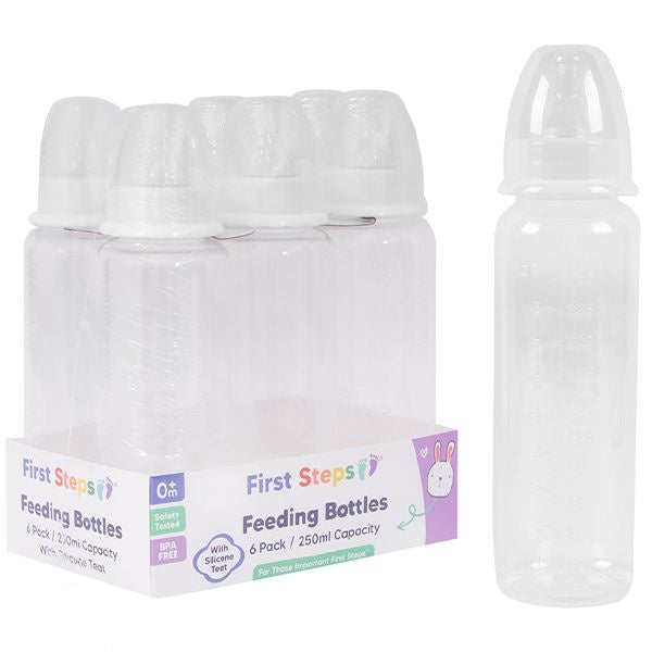 first-steps-clear-baby-bottles-250ml-6-pack