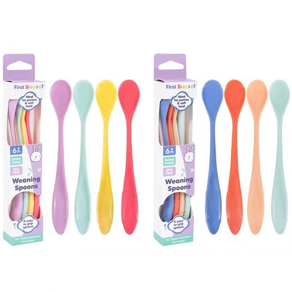 first-steps-long-handle-baby-weaning-spoons-18cm-4-pack