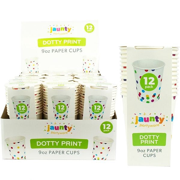 jaunty-coloured-dotty-print-paper-cups-9oz-12-pack-cdu