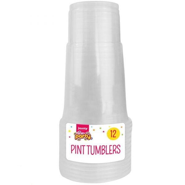 jaunty-time-to-party-clear-plastic-disposable-pint-tumblers-12-pack