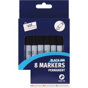 just-stationery-black-permanent-markers-8-pack