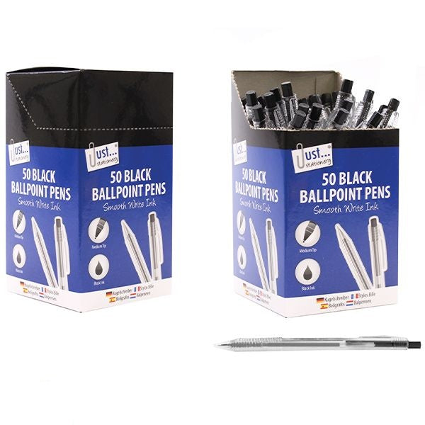 just-stationery-smooth-write-black-ballpoint-pens-50-pack