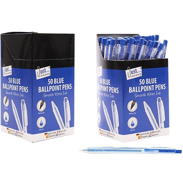 just-stationery-smooth-write-blue-ballpoint-pens-50-pack