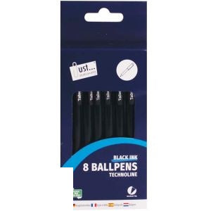 just-stationery-technoline-black-ink-pens-8-pack