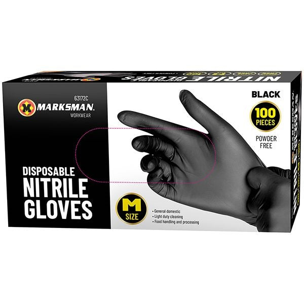 marksman-black-nitrile-disposable-gloves-medium-100pc