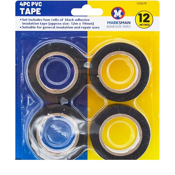marksman-black-pvc-tape-12m-x-19mm-4-pack