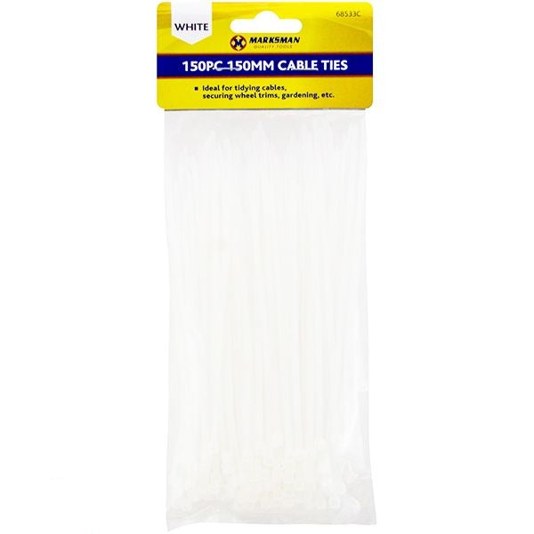 marksman-white-cable-ties-150mm-150pc