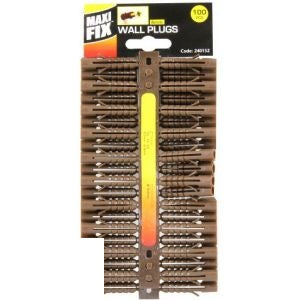 maxifix-8mm-brown-plastic-wall-plugs-100-pack