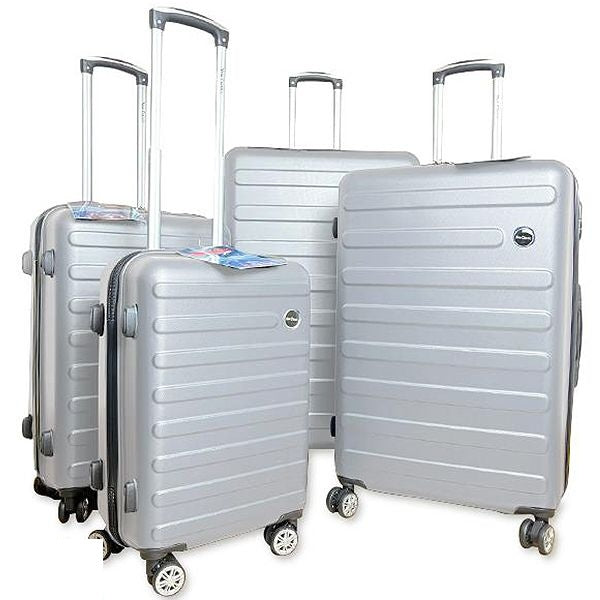 new-classic-silver-8-wheel-abs-hard-suitcase-luggage-set-4pc