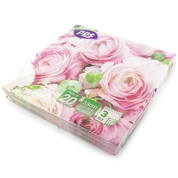 pink-roses-and-green-leaf-3-ply-paper-napkins-33cm-20-pack