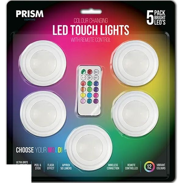 prism-remote-control-colour-changing-led-touch-lights-5-pack