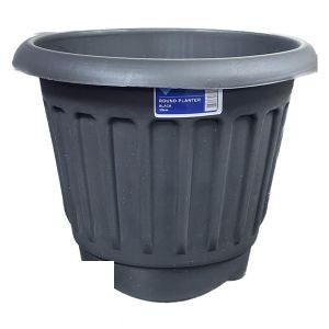 round-ribbed-plastic-planter-black-30cm