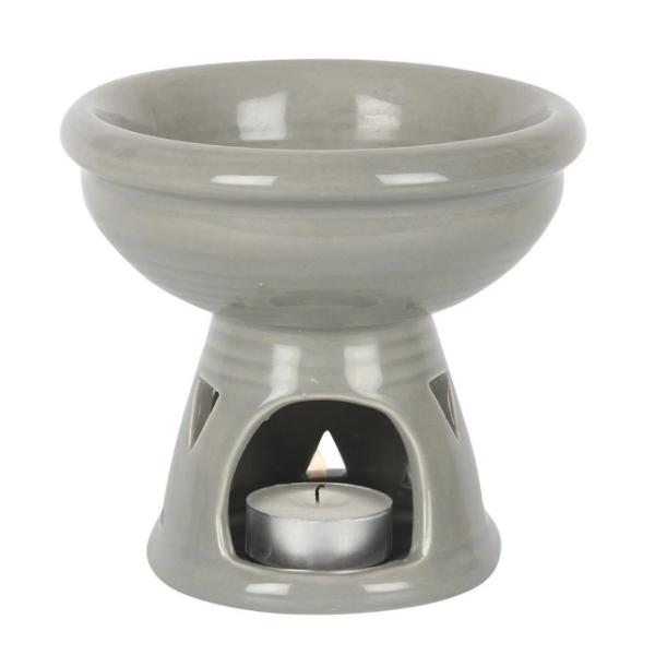 Grey Ceramic Deep Bowl Oil Burner and Wax Warmer