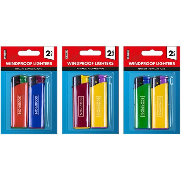 scorpion-windproof-lighters-2-pack-assorted-colours