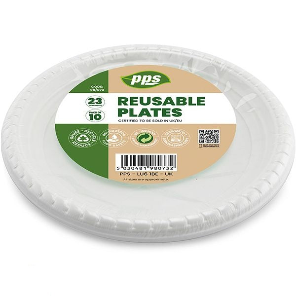 white-plastic-reusable-plates-23cm-10-pack